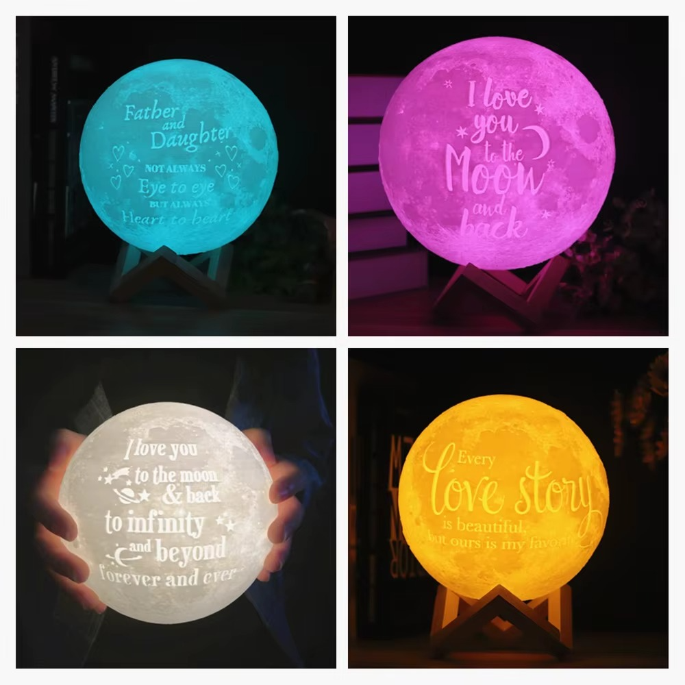 Photo Customize Moon Lamp 2/3/16 Colors Night Light Photo Custom Picture Engraved Moon Light Gift for Wife,Husband,Kids