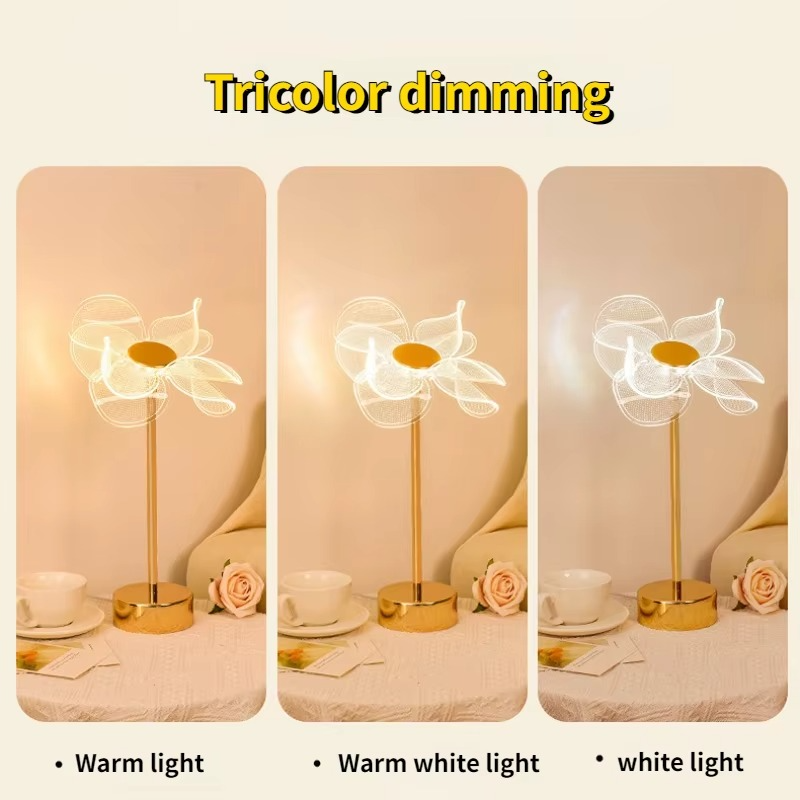 Table Lamp Retro Gold Acrylic Butterfly LED Desk Lamp Hotel Villa Art Decor LED Table Light Living Room Bedside LED Night Lights