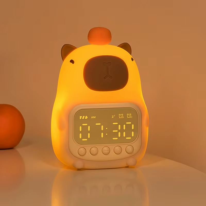 Capybara Alarm Clock with Night Lights Sleep Wake Up Clocks Desk Lamp Creative Room Bedsides Decoration Cute Gifts for Childrens