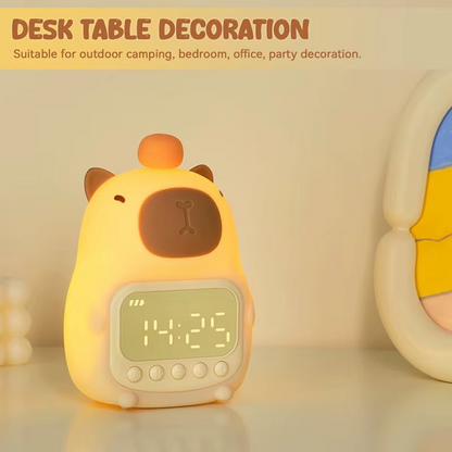 Capybara Alarm Clock with Night Lights Sleep Wake Up Clocks Desk Lamp Creative Room Bedsides Decoration Cute Gifts for Childrens