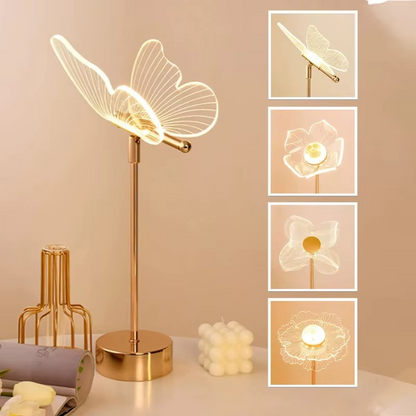 Table Lamp Retro Gold Acrylic Butterfly LED Desk Lamp Hotel Villa Art Decor LED Table Light Living Room Bedside LED Night Lights