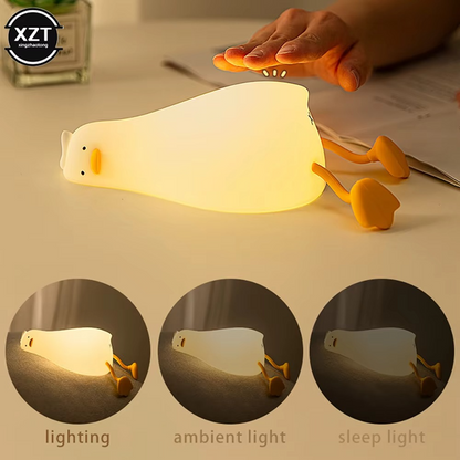 Rechargeable Silicone Duck Night Light for Kids’ Bedtime - Soft Lamp, Portable Decoration & Child Gift - Nursery/Playroom Ador