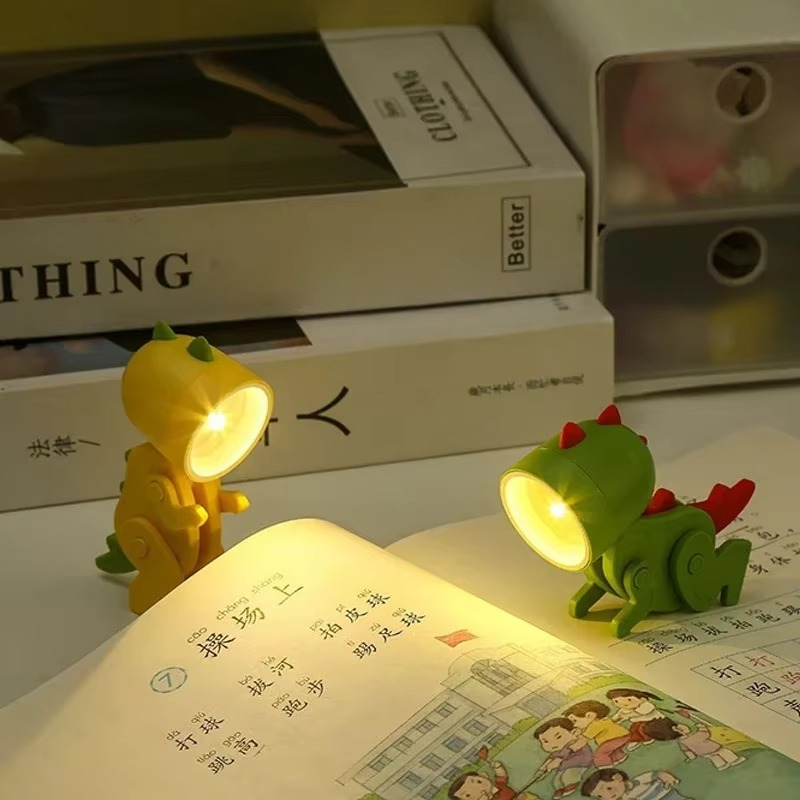 Mini Dinosaur Night Light Battery Magnetic Folding Nights Lamp Bedroom Bedside Table Ornaments Children's Toys LED Night Lights