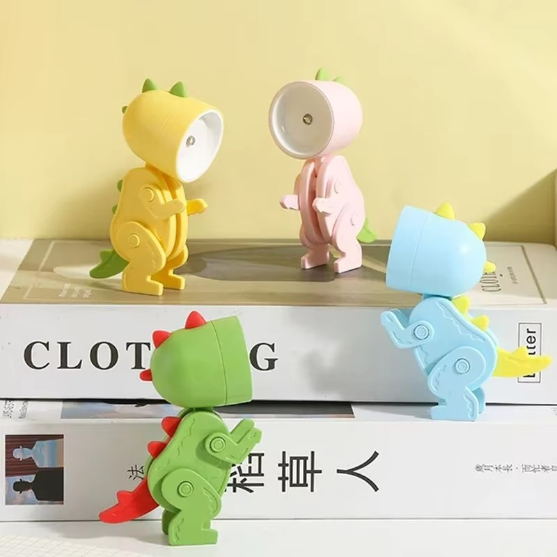 Mini Dinosaur Night Light Battery Magnetic Folding Nights Lamp Bedroom Bedside Table Ornaments Children's Toys LED Night Lights