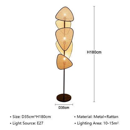 Modern Nordic Minimalism Rattan Art Sofa LED Floor Lamp Homestay Living Room Designer Light Bedroom Home Lighting Decor Fixtures