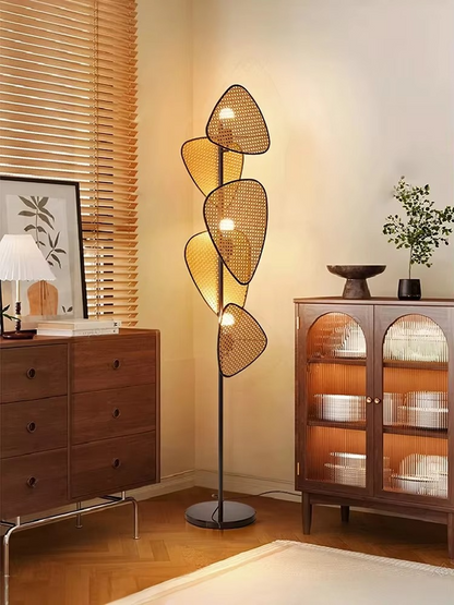 Modern Nordic Minimalism Rattan Art Sofa LED Floor Lamp Homestay Living Room Designer Light Bedroom Home Lighting Decor Fixtures